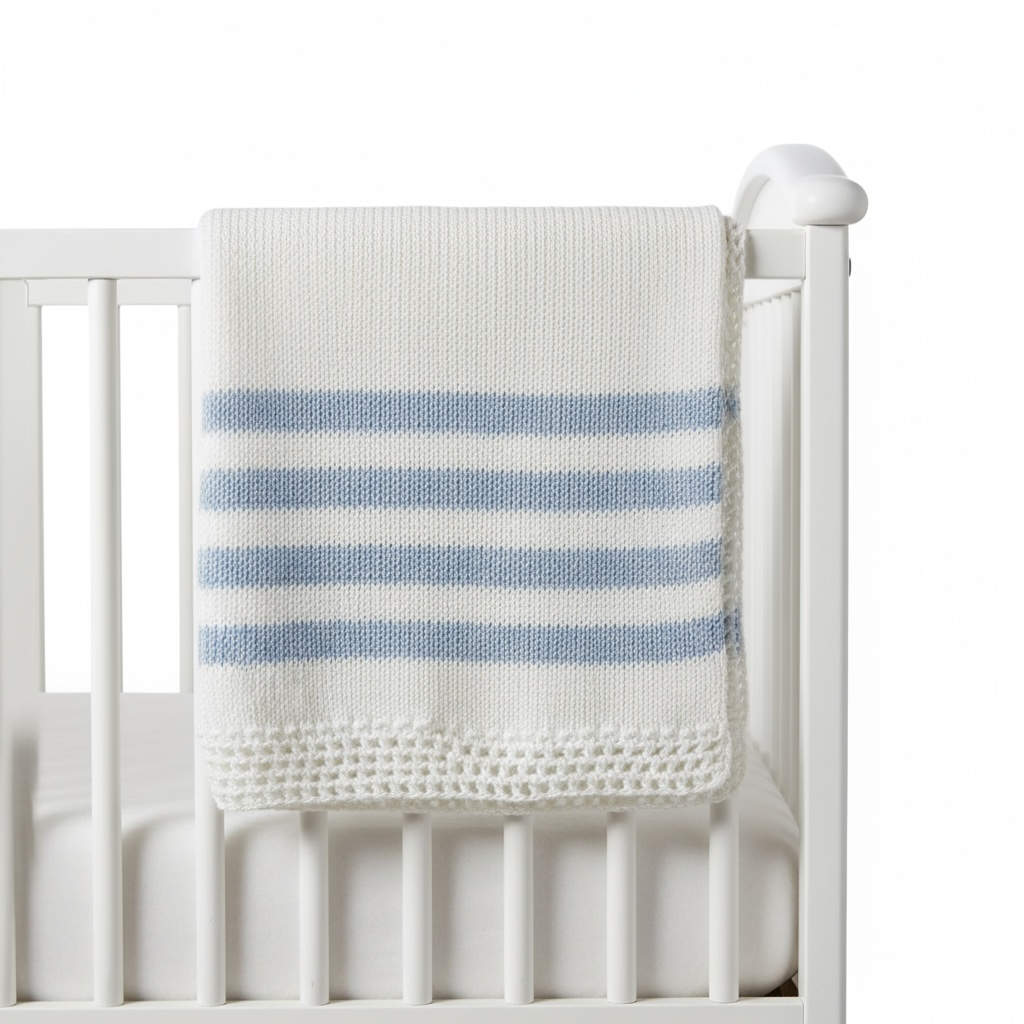 White and Blue Stripe Crochet Set